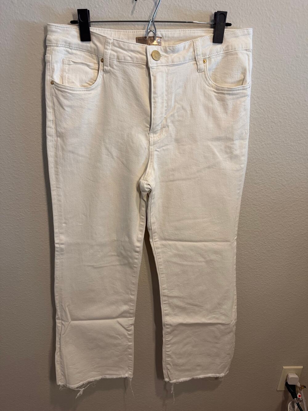KUT from the Kloth Kelsey High Rise Ankle Flare Jeans White Ecru Size 12